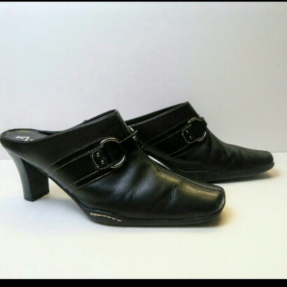 Aerosoles Leather Heeled Mules with Buckles,10 M